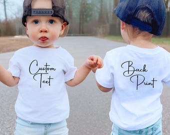Custom Text Kids Shirt, Personalized Double Sided Print Toddler Gift, Custom Front Back Text Kids Shirt, Soft Baby Onesie®, Toddler Boy Gift