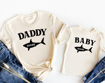 Custom Shark Family Matching Shirts, Daddy Baby Shark Birthday Party Tee
