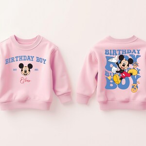 Custom Mickey Mouse Birthday Toddler Sweatshirt, Disney Birthday Boy Gift, Personalized Name 2T 3T 4T 5T Sweater, Birthday Party Crew Neck