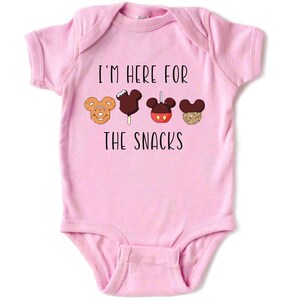 Just Here for the Snacks Kids Shirt, Disney Snacks Baby Onesie, Cotton Natural Toddler Gift image 10