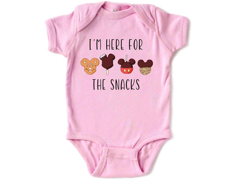 Just Here for the Snacks Kids Shirt, Disney Snacks Baby Onesie, Cotton Natural Toddler Gift image 10