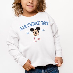Custom Mickey Mouse Birthday Toddler Sweatshirt, Disney Birthday Boy Gift, Personalized Name 2T 3T 4T 5T Sweater, Birthday Party Crew Neck