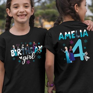 Custom Frozen Birthday Girl Shirt, Disney Princess Elsa Birthday Gift, Anna Kids Tee, Disneyland Toddler Trip Tshirt, Toddler Sweatshirt, Birthday Girl Gift, Frozen Birthday Baby Onesie®, Shirt Personalized Girl Birthday Tee, Custom Name Age Shirt, Princess Birthday Outfit, Winter Birthday Party