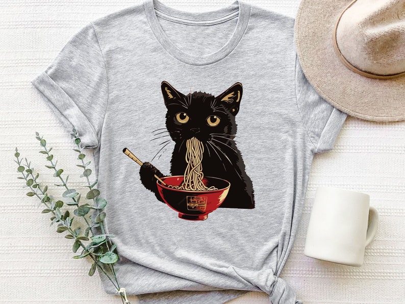 Ramen Cat T-Shirt: Cute Noodle Design, Cat Lover Gift image 6