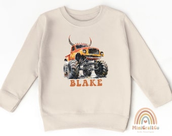 Personalized Monster Truck Toddler Sweatshirt: Tractor Lover Gift