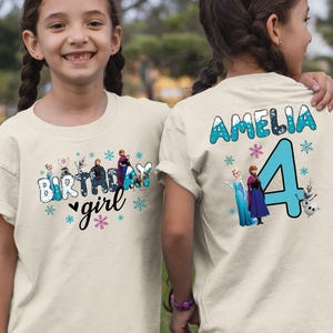 Custom Frozen Birthday Girl Shirt, Disney Princess Elsa Birthday Gift, Anna Kids Tee, Disneyland Toddler Trip Tshirt, Toddler Sweatshirt, Birthday Girl Gift, Frozen Birthday Gift Shirt Personalized Girl Birthday Tee, Custom Name Age Shirt, Princess Birthday Outfit, Winter Birthday Party