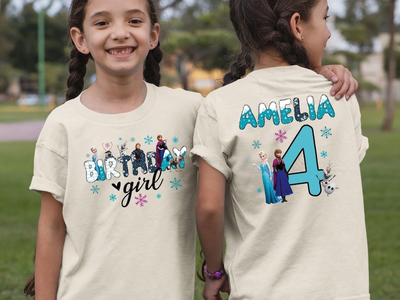 Custom Frozen Birthday Girl Shirt, Disney Princess Elsa Birthday Gift, Anna Kids Tee, Disneyland Toddler Trip Tshirt, Toddler Sweatshirt, Birthday Girl Gift, Frozen Birthday Gift Shirt Personalized Girl Birthday Tee, Custom Name Age Shirt, Princess Birthday Outfit, Winter Birthday Party