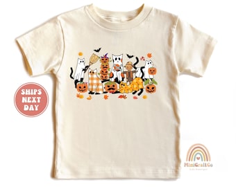 Halloween Ghost Cat Kids Shirt, Spooky Pumpkin Toddler Tee