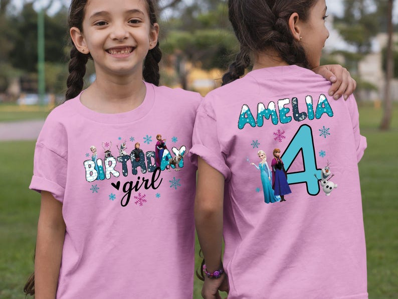 Custom Frozen Birthday Girl Shirt, Disney Princess Elsa Birthday Gift, Anna Kids Tee, Disneyland Toddler Trip Tshirt, Toddler Sweatshirt, Birthday Girl Gift, Frozen Birthday Baby Onesie®, Shirt Personalized Girl Birthday Tee, Custom Name Age Shirt, Princess Birthday Outfit, Winter Birthday Party