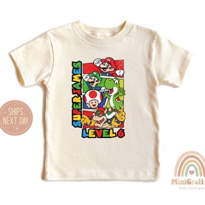 Chemise anniversaire Super Mario personnalisée, chemise Super Mario, sweat-shirt pour enfant Mario, grenouillère bébé Mario, t-shirt festif Mario et ses amis, t-shirt Super papa