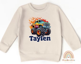 Personalized Monster Truck Toddler Sweatshirt: Custom Name Birthday Gift
