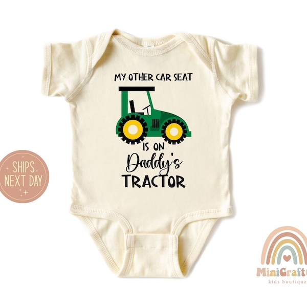 My Other Car Seat On Daddy's Tractor Shirt, Farmer Dad Gift, Pregnancy Announcement Reveal, Cute Tractor Kids Shirt,Tractor Lover Baby Shirt