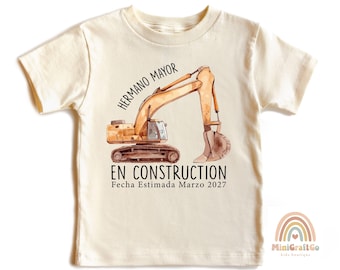 Personalized Hermano Mayor Spanish Shirt, Future Big Brother Toddler Gift Tee, Big Brother Under Construction T-Shirt, Big Bro Sweatshirt