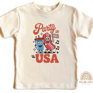 Retro 4th of July Kids Shirt, Party in the USA Toddler T-Shirt, Patriotic Memorial Day Gift, America Baby Onesie®, Red White Blue Shirt