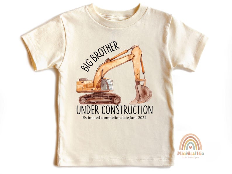 Personalized Big brother Shirt, Promoted to Big Brother Toddler Tee, Big Brother Under Construction T-Shirt, Future Big Bro Toddler Gift imagem 1