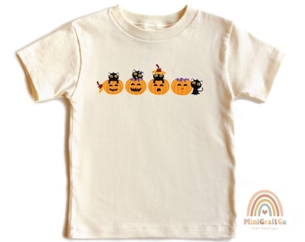 Kids Halloween Shirt, Cute Black Cats and Pumpkins Tee, Toddler Halloween Tee, Fall Festive Shirt, Spooky Cat,Funny Fall Shirt,Black Cat Tee