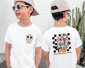 Checkered Mickey And Friends Kids Shirt, Toddler Boy Gift, Minnie Mouse, Mickey And Co T-Shirt, Disney Characters Birthday Boy Girl Tees