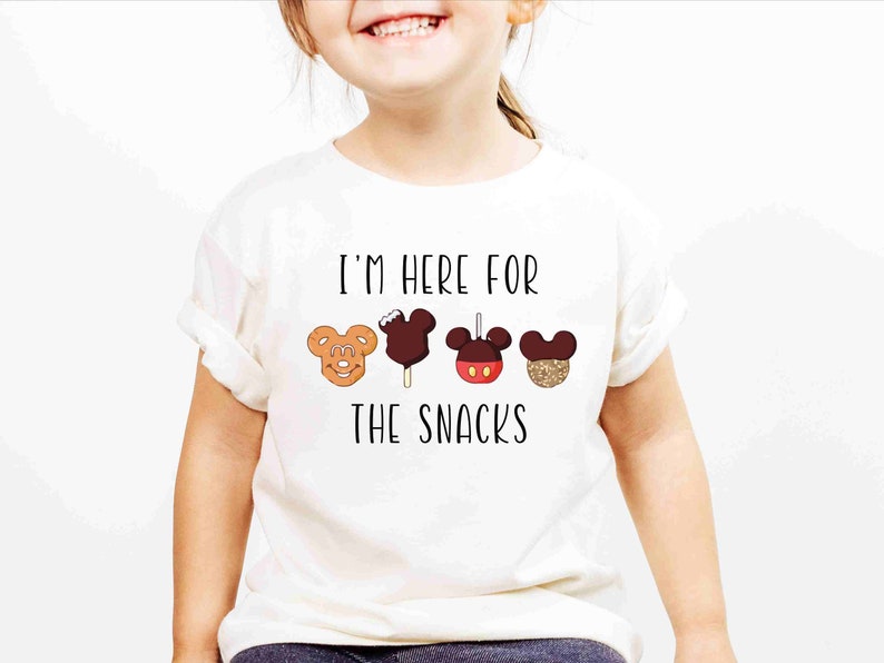 Just Here for the Snacks Kids Shirt, Disney Snacks Baby Onesie, Cotton Natural Toddler Gift image 8