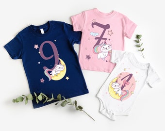 Custom Kittycorn Birthday Girl Shirt, Cat Unicorn Party Tee