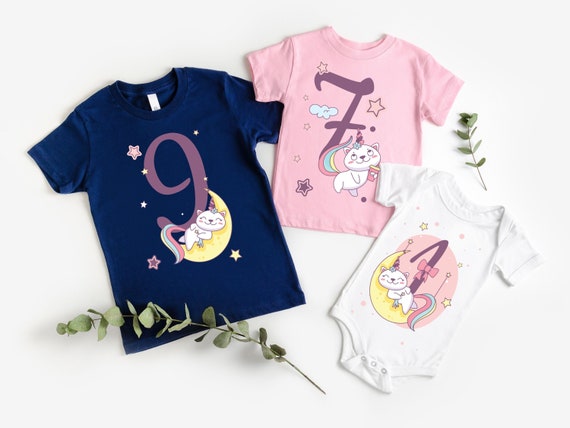 Caticorn Unicorn Birthday Girl T-Shirt Tees Caticorn Unicorn Birthday Girl T-Shirt Tees