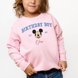 Custom Mickey Mouse Birthday Toddler Sweatshirt, Disney Birthday Boy Gift, Personalized Name 2T 3T 4T 5T Sweater, Birthday Party Crew Neck