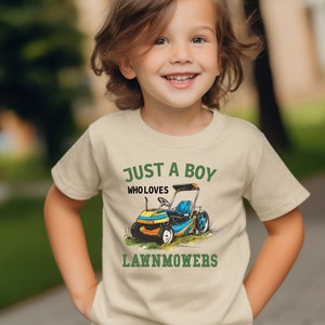 Just A Boy Who Loves Lawn Mowers Shirt, Gardening Shirt, Youth Birthday Lawn Mover Shirt, Lawn Mowers Kid Shirt, Lawn Mowers Lover Onesie®