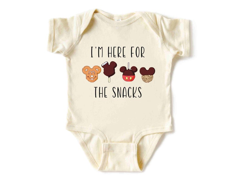 Just Here for the Snacks Kids Shirt, Disney Snacks Baby Onesie, Cotton Natural Toddler Gift image 4
