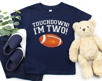 2nd Birthday Football Toddler Boy Shirt: Touchdown Two Kids Tee