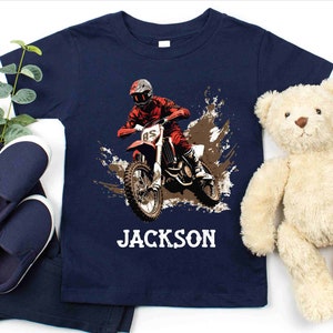 Dirt Bike Custom Tee, Personalized Dirt Bike Shirt, Sport Bike Tee, Motorcycle Toddler Shirt, Motorcycle Kids Name Tee, Motocross Boy Shirt