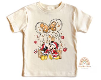 Vintage Mickey And Minnie Christmas Kids Shirt: Disney Xmas Toddler Gift