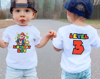 Custom Mario Birthday Shirt: Personalized Gamer Tee, Matching Family