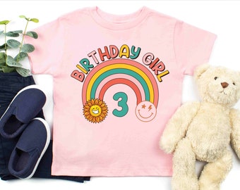 3rd Birthday Girl Shirt: Rainbow Toddler Tee, Party Outfit