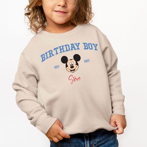 Custom Mickey Mouse Birthday Toddler Sweatshirt, Disney Birthday Boy Gift, Personalized Name 2T 3T 4T 5T Sweater, Birthday Party Crew Neck