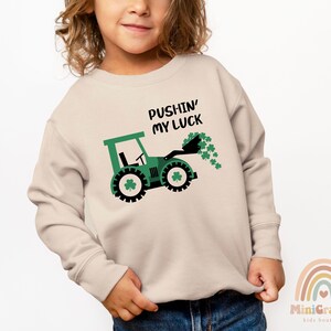 Kids Pushing My Luck St Patricks Day Toddler Sweatshirt, Irish Gifts For Kids, Cute Green Shamrock Crew Neck, Custom Name Lucky 2T 3T 4T Sweatshirt, Funny St Paddys Gifts, Tractor Toddler 5T Sweatshirt, Green Shamrock Sweatshirt, Lucky Sweatshirt