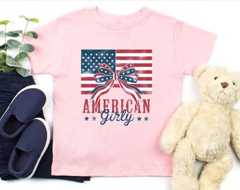 4th of July American Girl Patriotic Shirt, Fourth of July Coquette Tee, Red White Blue T-shirt Gift, America Flag Shirt, Independence Day