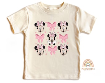 Disney Minnie Pink Coquette Kids Shirt, Minnie Coquette Bow Shirt, Disneyland 2025 Minnie Shirt, Christmas Gift For Girls And Baby Bodysuit