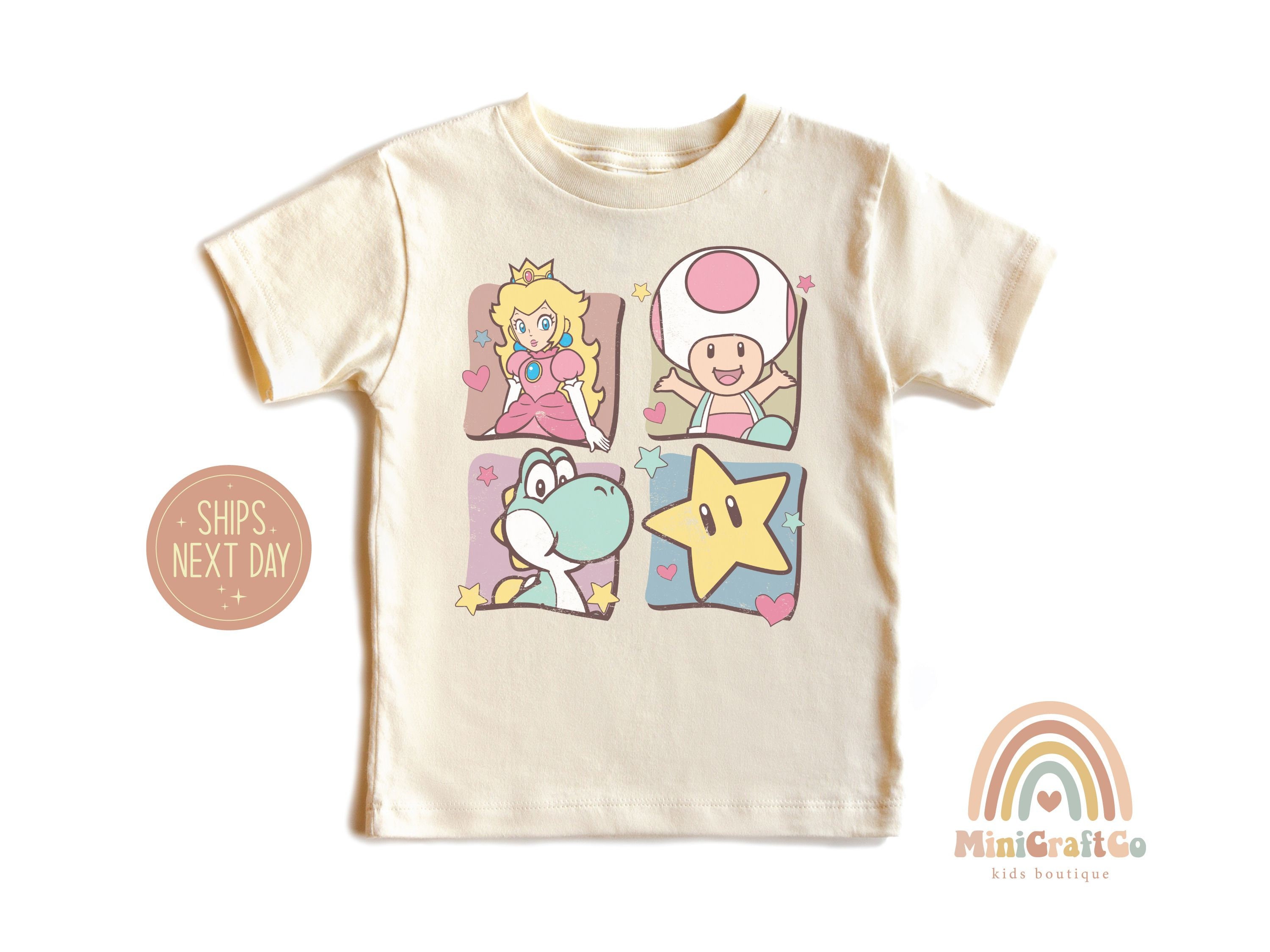 Princess Peach Girl Boy Shirt, Super Mario Birthday Shirt, Princess Peach Mario Shirt, Mario Baby Onesie®,  Princess and Friends Party Shirt