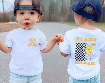 Jesus Lemonade Kids Shirt, Christian Toddler Boy Gift, Cute Christening Baby Onesie®, Funny Religious Tshirt, Life Gave Me Some Lemons Shirt