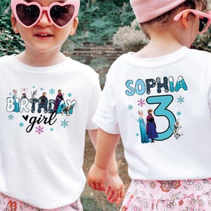 Custom Frozen Birthday Girl Shirt, Disney Princess Elsa Birthday Gift, Anna Kids Tee, Disneyland Toddler Trip Tshirt, Toddler Sweatshirt, Birthday Girl Gift, Frozen Birthday Gift Shirt Personalized Girl Birthday Tee, Custom Name Age Shirt, Princess Birthday Outfit, Winter Birthday Party