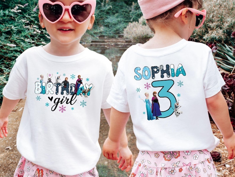 Custom Frozen Birthday Girl Shirt, Disney Princess Elsa Birthday Gift, Anna Kids Tee, Disneyland Toddler Trip Tshirt, Toddler Sweatshirt, Birthday Girl Gift, Frozen Birthday Gift Shirt Personalized Girl Birthday Tee, Custom Name Age Shirt, Princess Birthday Outfit, Winter Birthday Party