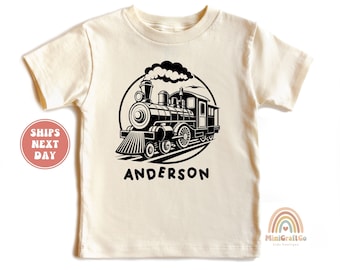 Personalized Name Train Shirt, Birthday Boy Gift, 4th Birthday K,ids Tee, Locomotive Toddler T-Shirt