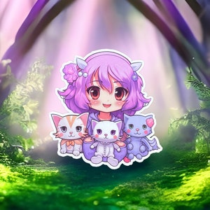 Anime Vinyl Sticker | Diswasher Safe | High Quality | Waterproof | Tear Proof | Cute | Gift | Kids | Anime | Kawaii | Cats