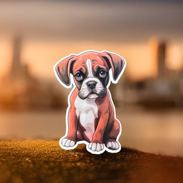 Boxer Vinyl Sticker | High Quality | Dishwasher Safe | Waterproof | Tear Proof | Cute | Dog Sticker | Puppy