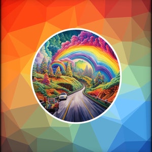 Rainbow Road Vinyl Sticker | Dishwasher Safe | Waterproof | High Quality | Night | Sticker |