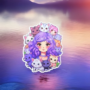 Kawaii Anime Vinyl Sticker | Diswasher Safe | High Quality | Waterproof | Tear Proof | Cute | Gift | Kids | Anime | Cats