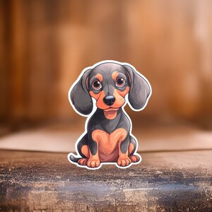 Dackel Vinyl Aufkleber | Hohe Qualität | Wasserfest | Reißfest | Niedlich | | Hundeaufkleber | Welpe