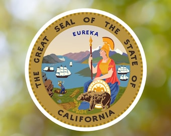 California Sticker State Seal made with Vinyl, Decal for Book, Laptop, Car, Water Bottle, Helmet, Toolbox, ...