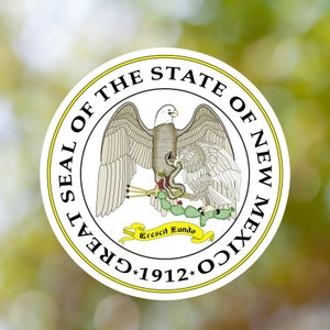 New Mexico Sticker State Seal made with Vinyl, Decal for Book, Laptop, Car, Water Bottle, Helmet, Toolbox, ...