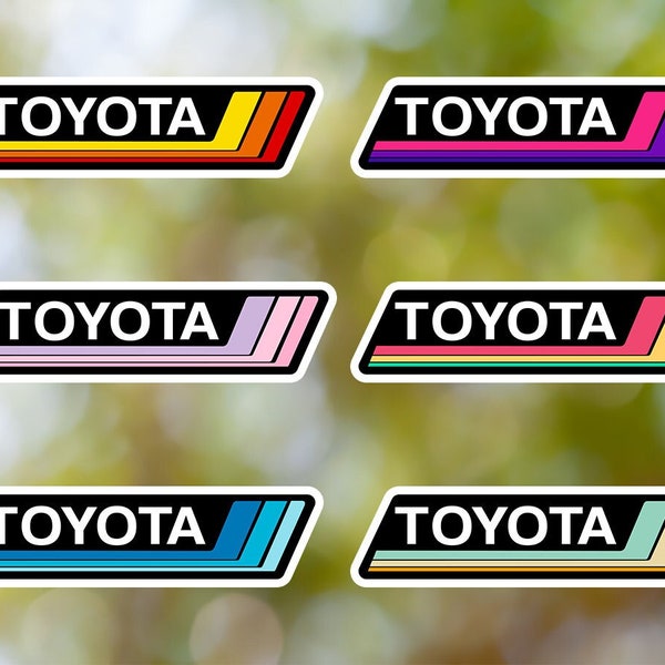 Sticker Toyota vintage rectangulaire imperméable en vinyle pour ordinateur portable, voiture, livre, bouteille d'eau, casque, sac de voyage, ...