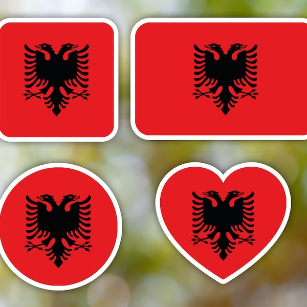 Albania Sticker Geometric for Laptop, Car, Book, Water Bottle, Helmet, Toolbox [Multiple Shapes]